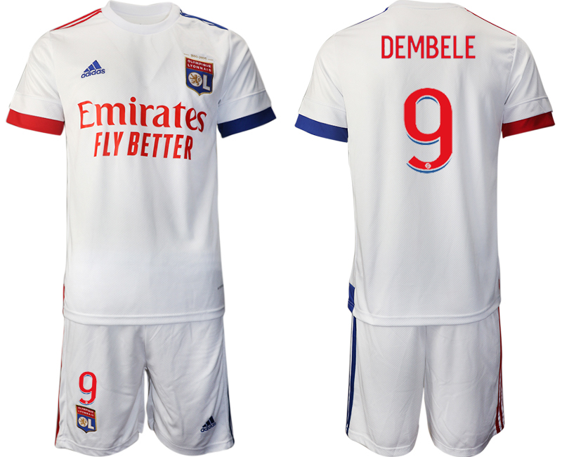 Men 2021 Lyon home 9 soccer jerseys